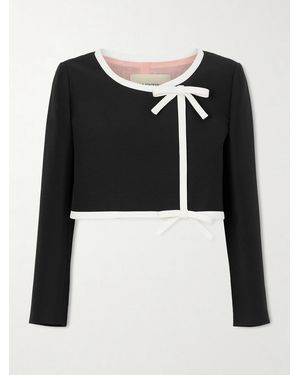 Valentino Garavani Cropped Bow-Embellished Wool And Silk-Blend Crepe Jacket - Black