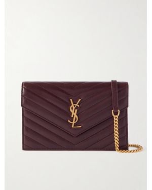 Saint Laurent Cassandre Mini Matelassé Leather Chain Wallet - Purple