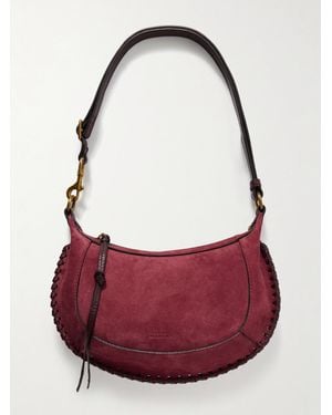 Isabel Marant Oskan Moon Schultertasche Aus Veloursleder Mit Lederbesätzen Und Details Im Überwendlichstich - Rot