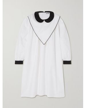 BATSHEVA Penelope Embellished Cotton-poplin Mini Dress - White