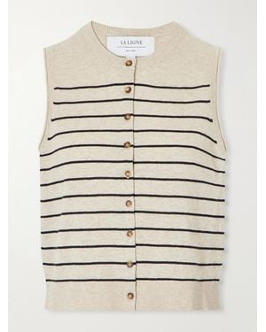 La Ligne Lee Striped Knitted Vest - Natural