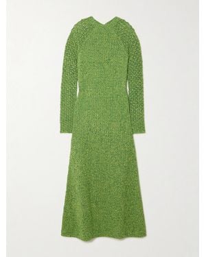 Escvdo Open-Back Crocheted Cotton Midi Dress - Green
