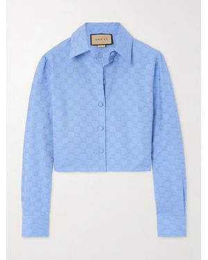 Gucci Gg Supreme Oxford Cotton Shirt - Blue