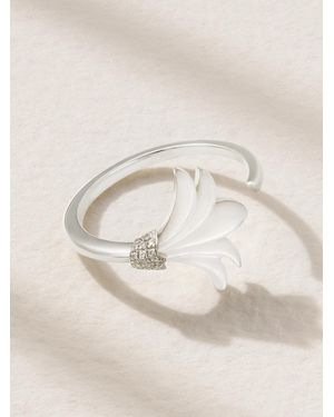 L'Atelier Nawbar Mini Psychedeliah Vine Ring Aus 18 Karat Weißgold Mit Perlmutt Und Diamanten - Natur