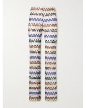 Missoni Embellished Crochet-Knit Flared Trousers - White