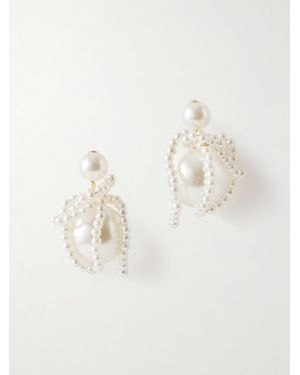 Completedworks Plated Faux Pearl Earrings - Natural
