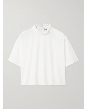 Alaïa Verkürztes T-Shirt Aus Baumwoll-Jersey Mit Stehkragen - Weiß