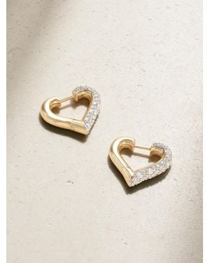 Lucy Delius Baby Chubby Love Rhodium-Plated 14-Karat Diamond Hoop Earrings - Natural