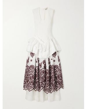 ALÉMAIS Bobby Embroidered Cotton Midi Dress - White