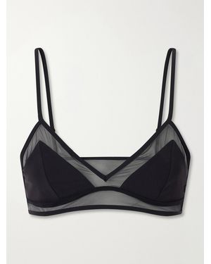 Kiki de Montparnasse Peep Show Mesh-Trimmed Bikini Top - Black