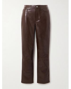Anine Bing Bruno Cropped Slim-Leg Pants - Brown