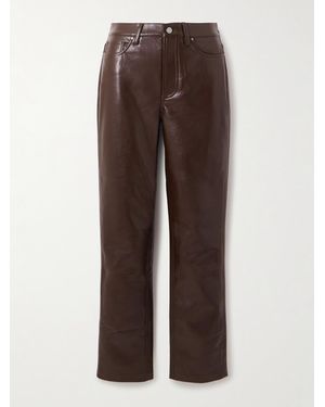 Anine Bing Bruno Cropped Slim-Leg Pants - Brown