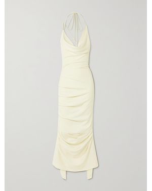 A.W.A.K.E. MODE Asymmetric Draped Stretch-Crepe Gown - Natural