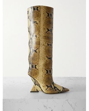 The Attico Cheope Snake-Effect Leather Knee Boots - Metallic