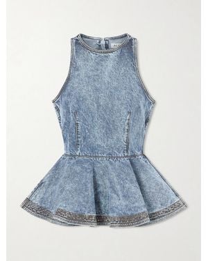 Alaïa Denim Peplum Top - Blue