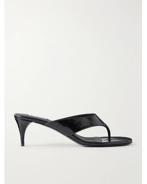 Alaïa Infra 55 Croc-Effect Leather Sandals - Black