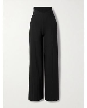 Carolina Herrera Wool-Blend Crepe Wide-Leg Pants - Black