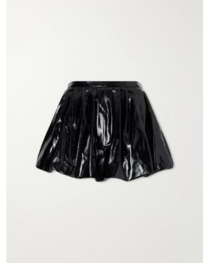 Nour Hammour Lucia Gathered Panelled Textured-Leather Mini Skirt - Black