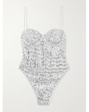 Oséree Balconette-Body Aus Jersey Mit Pailletten - Weiß