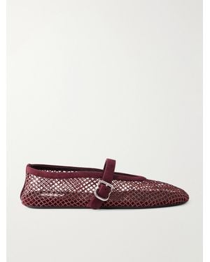Alaïa Patent Leather-Trimmed Mesh Ballet Flats - Purple