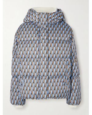 Fusalp Ada Diam Hooded Ribbed Knit-Trimmed Printed Quilted Down Ski Jacket - Blue