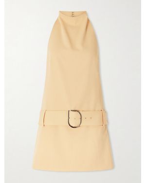 SIR. Sabina Belted Draped Woven Halterneck Mini Dress - Natural