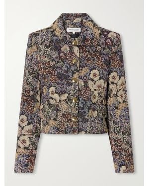 Veronica Beard Wilde Cropped Floral-Brocade Jacket - Multicolor