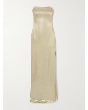 Galvan London Ized Strapless Metallic Satin Gown - White