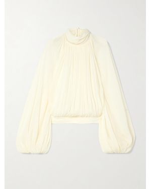 Stella McCartney Bluse Aus Seidenkrepon Mit Raffungen Und Rückenausschnitt - Natur