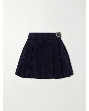 Sea Garrett Pleated Stretch-Cotton Corduroy Mini Skirt - Blue