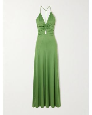 Victoria Beckham Robe Aus Stretch-Satin Mit Raffungen Und Cut-Out - Grün