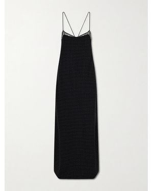 Tom Ford Open-Back Lace-Trimmed Polka-Dot Silk-Crepe Maxi Dress - Black