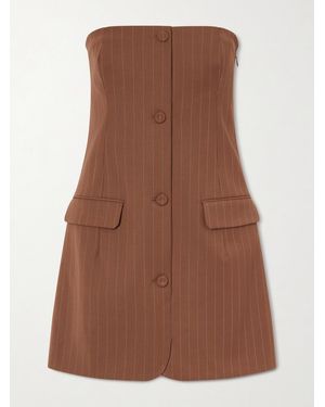 Jean Paul Gaultier Strapless Pinstriped Wool-Blend Twill Mini Dress - Brown