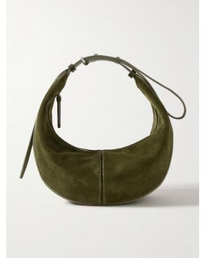 Proenza Schouler Slide Leather-Trimmed Suede Shoulder Bag - Green