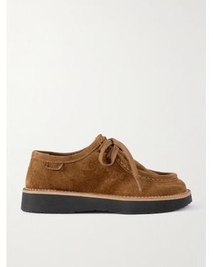 Loewe Faro Brushed-Suede Loafers - Brown