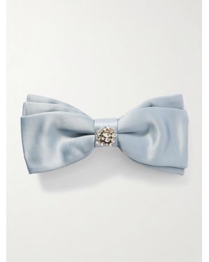 Erdem Crystal-Embellished Satin Bow Hairclip - Blue