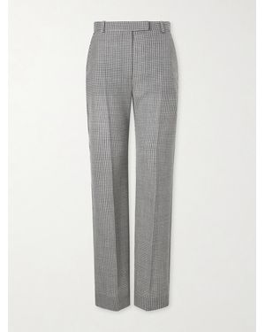 McQueen Gingham Wool Straight-Leg Pants - Gray