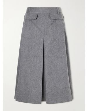 Co. Brushed Pleated Virgin Wool And Cashmere-Blend Midi Skirt - Gray