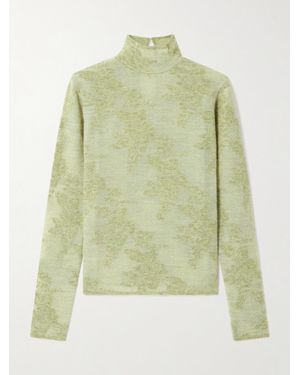 Ganni Jacquard-Knit Turtleneck Sweater - Green