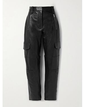 Proenza Schouler Leather Tapered Cargo Trousers - Black