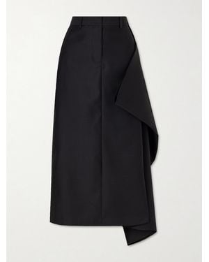 Heirlome Augusta Wool And Silk-Blend Faille Midi Skirt - Blue