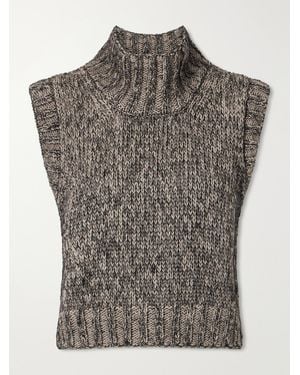 KHAITE Fawn Cashmere, Mohair And Silk-Blend Mélange Sweater Vest - Gray