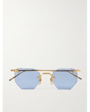 Jacques Marie Mage El Dorado Goldfarbene Sonnenbrille Mit Achteckigem Rahmen - Blau