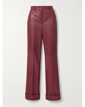 Akris Leather Straight-Leg Trousers - Red