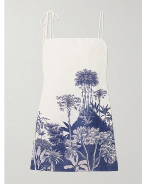 ANDRES OTALORA Tres Pm Printed Linen Mini Dress - Blue