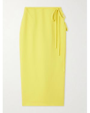 Emilia Wickstead Rieve Tie-Detailed Crepe Midi Skirt - Yellow
