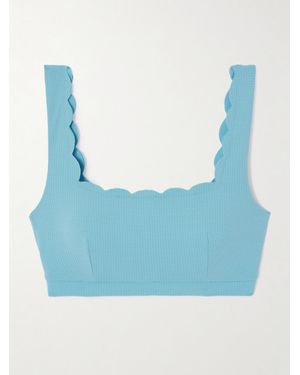 Marysia Swim Palm Springs Bikini-Oberteil Aus Seersucker Mit Wellenkanten - Blau