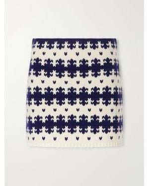 Calle Del Mar Fair Isle Intarsia-Knit Cashmere Mini Skirt - Blue