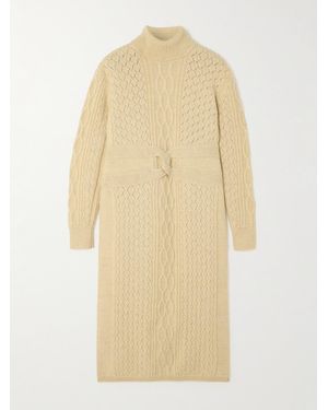 NET-A-PORTER FOR THE KING'S FOUNDATION Cable-Knit Wool Turtleneck Midi Dress - Natural