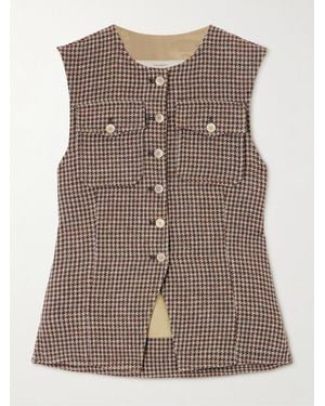 Giuliva Heritage Lucia Houndstooth Wool-Tweed Vest - Brown